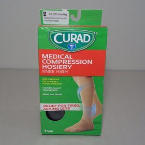 Curad Size A Regular 15-20 mmHG Black New Knee High Medical Compression Hosiery